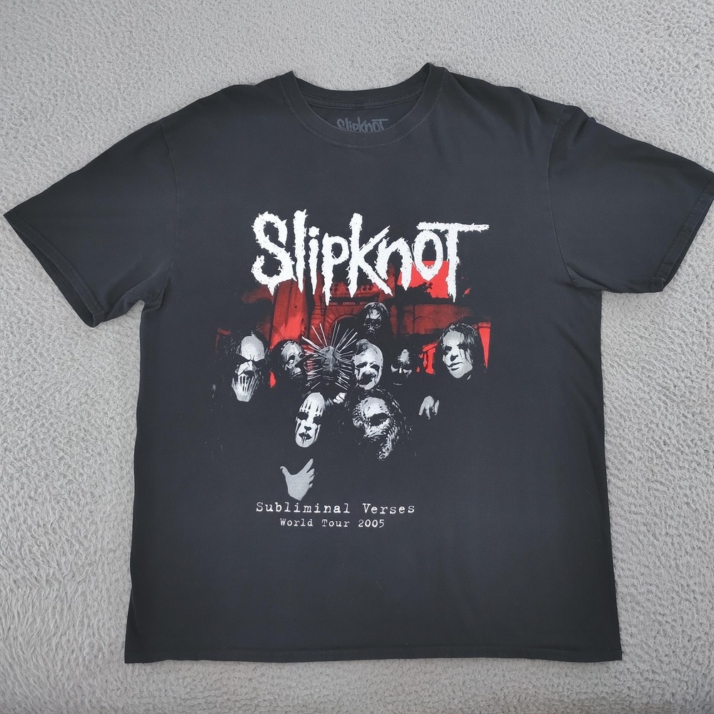 Slipknot T Shirt Mens XL Black Subliminal Verses World Tour 2005 Band Tee Metal